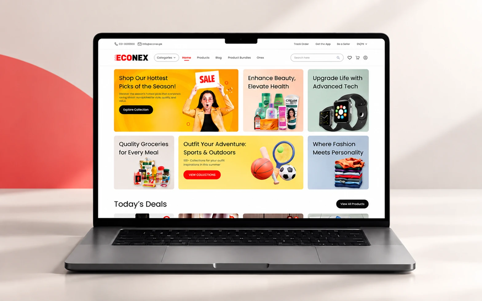 E-commerce marketplace website displayed on a tablet