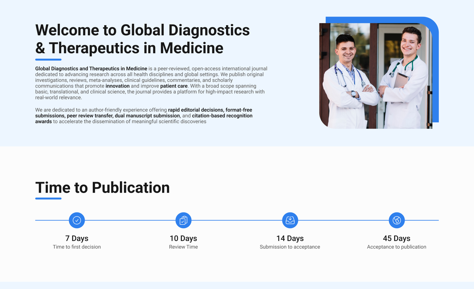Healthcare Research Journal homepage introducing the publication and its purpose
