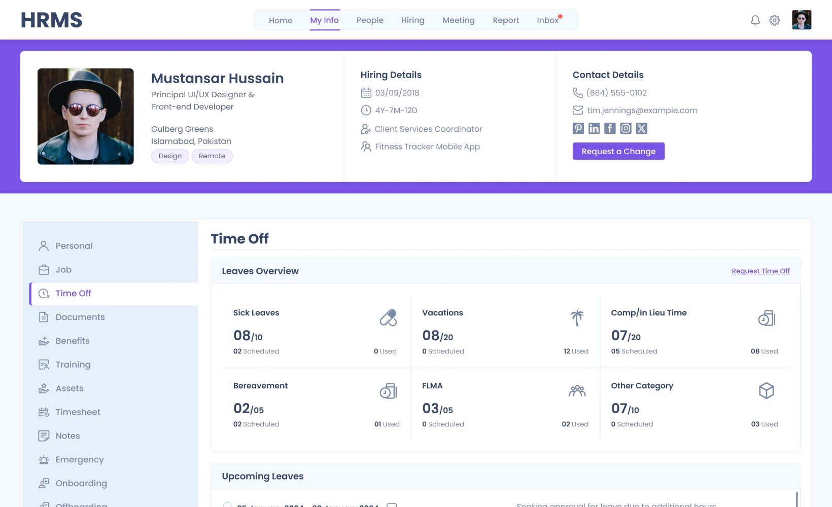 HR workforce dashboard with attendance, approvals, and team activity