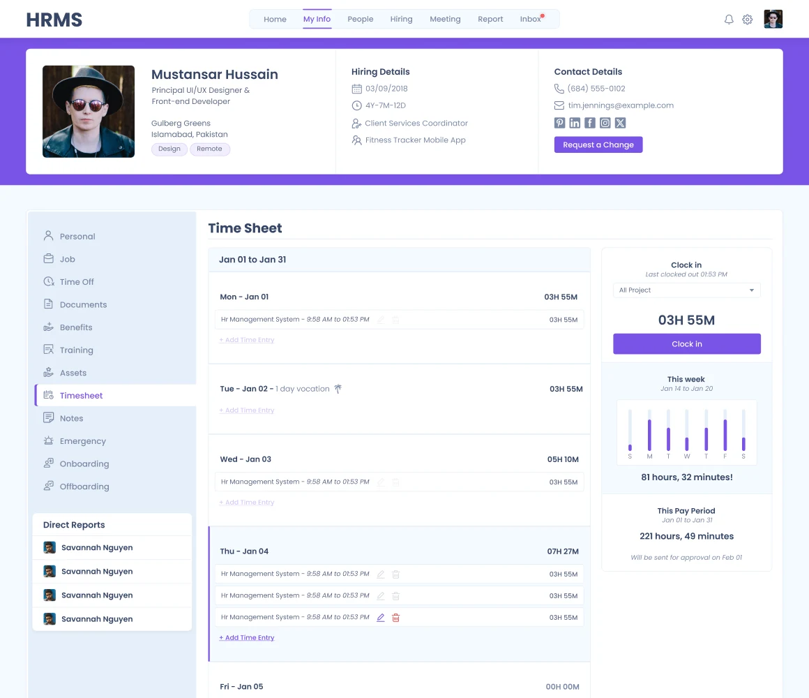 HR employee directory with department filters and search