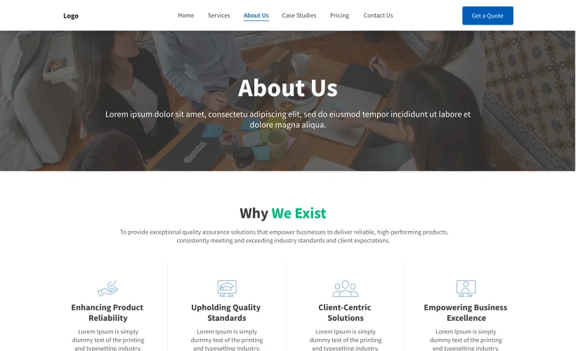 QAnalyz software testing services website landing page